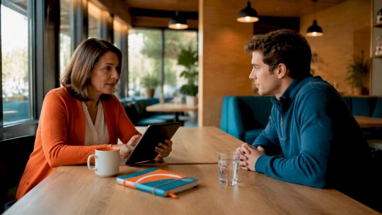 Coach and employee during workplace coaching session