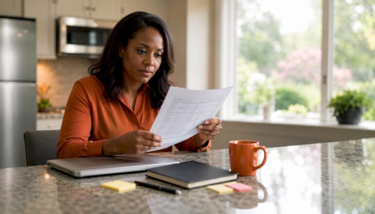 Executive woman reviewing coaching session checklist in office