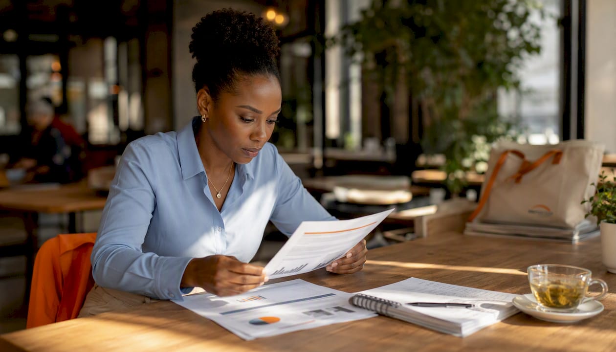HR manager reviewing engagement programs in meeting room